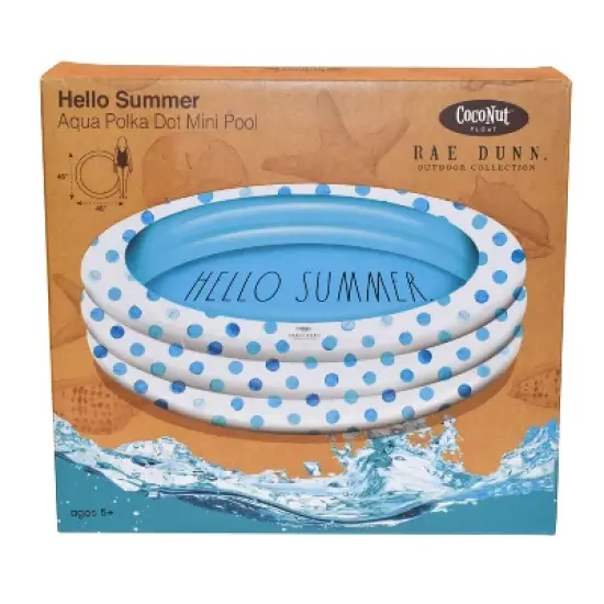 CocoNut Float Rae Dunn 54" Mini/Kiddie Pool - Aqua Polka Dot Patterned - HELLO SUMMER image {1}