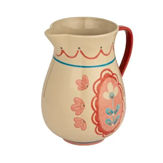 Storied Home Floral Stoneware Pitcher with Handle, Multicolor image {7}