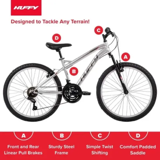 Huffy Highland Mountain Bike - 24" Wheels - 21 Speeds - Silver image {14}