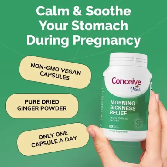 Conceive Plus Morning Sickness Relief - Relief from Nausea, Motion & Stomach Discomfort During Pregnancy- 60ct image {2}