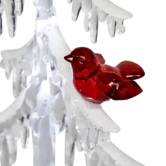 Northlight LED Lighted Acrylic Icicle Tree with Cardinals Christmas Decoration - 14" image {5}