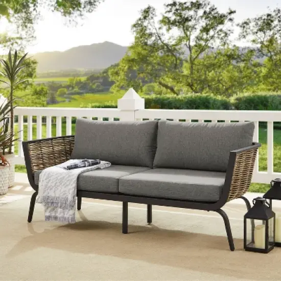 Ashby Loveseat - Gray/Black/Natural - Linon image {1}
