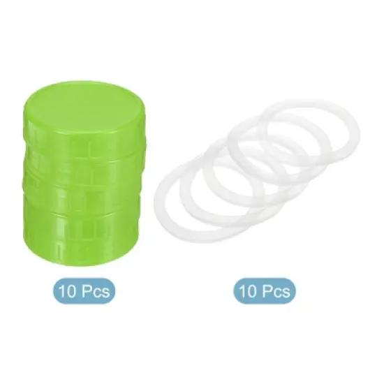 Unique Bargains Regular Mouth Plastic Mason Jar Lids with Silicone Sealing Ring 10 Pcs image {1}