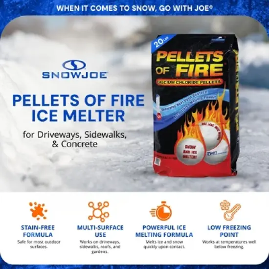 Snow Joe Pellets of Fire Ice Melter for Driveways, Sidewalks, Concrete, 20 lbs, CP20 image {1}