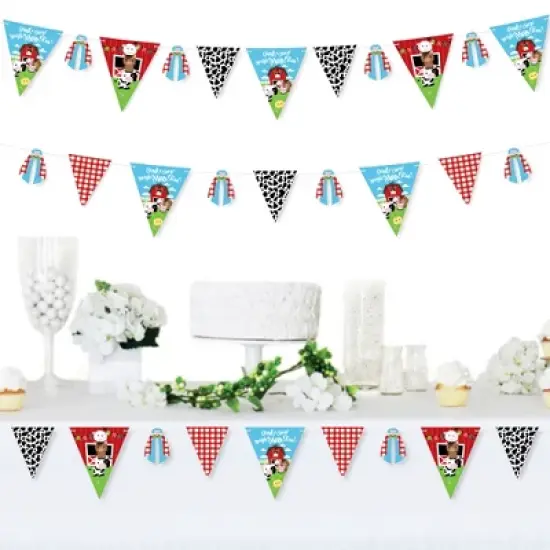 Big Dot of Happiness Farm Animals - DIY Barnyard Baby Shower or Birthday Party Pennant Garland Decoration - Triangle Banner - 30 Pieces image {1}