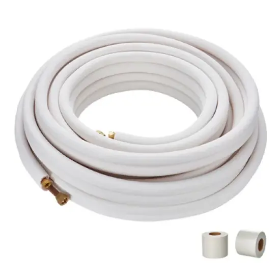 VEVOR 50FT Mini Split Line Set, 3/8" & 5/8" O.D Copper Pipes Tubing and Triple-Layer Insulation, for Mini Split Air Conditioning Refrigerant, White image {8}