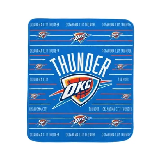 NBA Oklahoma City Thunder Logo Stripe Binding Edge Flannel Fleece Blanket image {1}