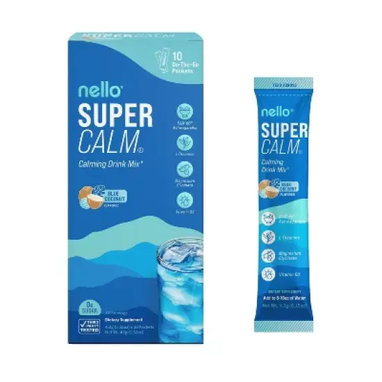 Nello Supercalm Calming Drink Mix Supplement Powder - Blue Coconut - 1.5oz/10ct image {6}