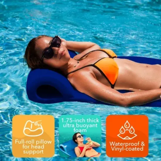 TRC Recreation 2-Pack Sunsation 1.75" Thick Foam Pool Float Lounger, Navy Blue w/ Headrest for Lounging & Sunbathing in Swimming Pools, Beaches & image {3}