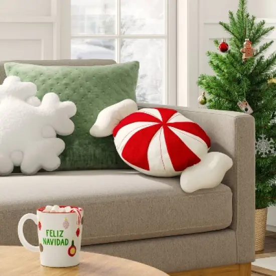 28" Christmas Peppermint Shaped Pillow Red/White - Wondershop&trade; image {1}