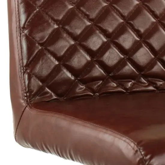 Elama 2 Piece Adjustable Tufted Faux Leather Bar Stool in Glossy Cherry with Chrome Base image {4}
