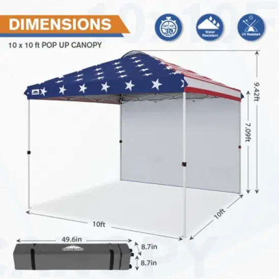 EAGLE PEAK Pop Up Canopy Tent with 1 Sidewall, Easy Setup Event Tent image {1}