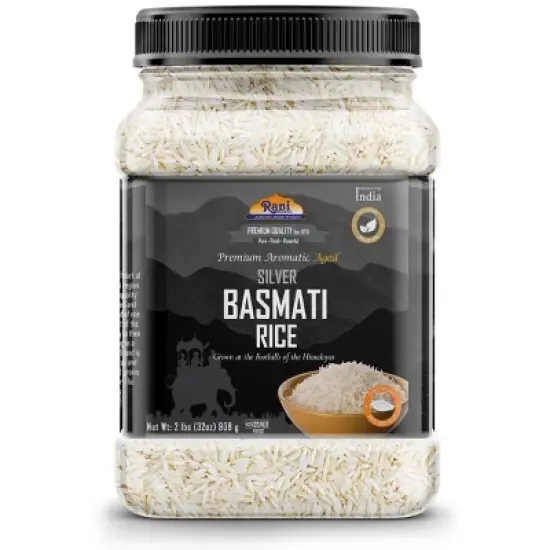 Silver White Basmati Rice Extra Long - 32oz (2lbs) PET Jar - Rani Brand Authentic Indian Products image {9}