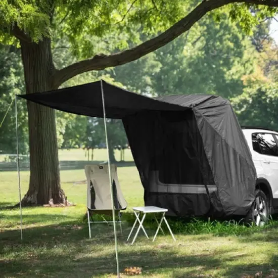 Yescom Universal Tailgate Tent with Pole for SUV/Van/MPV/CUV Camping Travel Hatchback Awning Shade Mesh Net Waterproof Black image {8}