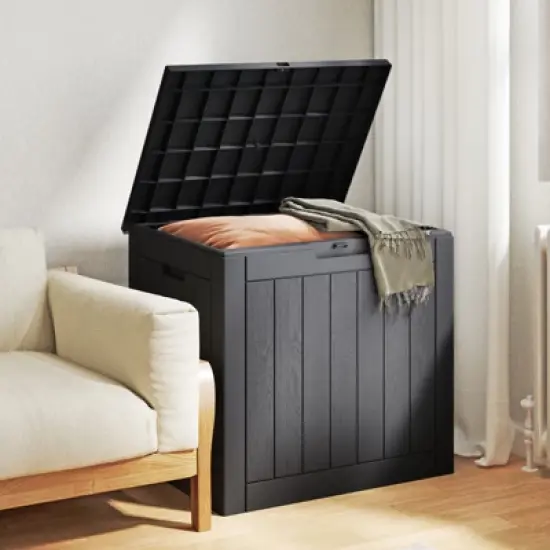 FURNIinspire Deck Boxes, Portable Storage Box with Waterproof Function for Patio Furniture, Garden Tools, All Weather Use, Black, 22"*17.1"*20.9" image {1}