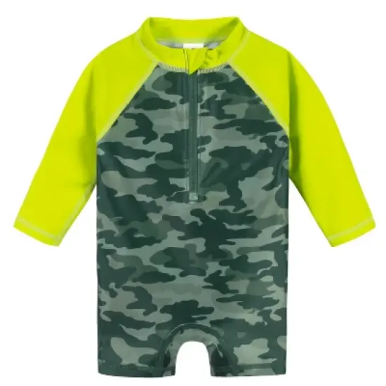 Gerber Baby & Toddler Boys' One-Piece Long Sleeve Rash Guard Swimsuit UPF 50+ image {5}