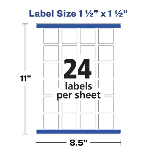 Avery Printable Blank Square Labels, 1.5" x 1.5", Matte White, 600 Customizable Labels (22805) image {4}