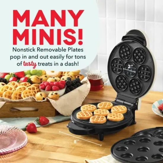 Dash MultiMaker Treat Maker System with Waffle Bite, Mini Donut, & Mini Cupcake Plates Cream: Nonstick, 7 Cavities, 800W image {4}