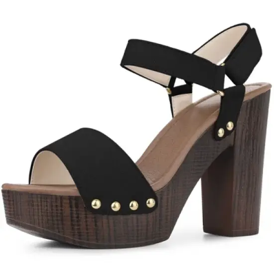 Perphy Round Toe Platform Slingback Chunky Heel Sandals for Women image {6}