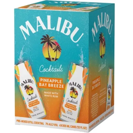 Malibu Pineapple Bay Breeze - 4pk/355ml Cans image {10}