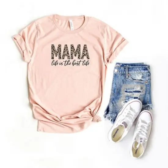 Simply Sage Market Women's Mama Life Is The Best Life Leopard Short Sleeve Graphic Tee image {1}