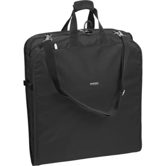 WallyBags 52" Premium Travel Garment Bag with shoulder strap and two large pockets, Black image {6}