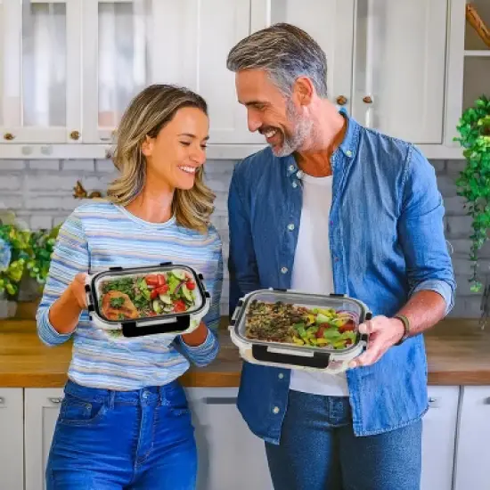 Sorbus Food Prep and Storage Container &ndash; Single Round Glass Meal Prep Container with Lid image {5}