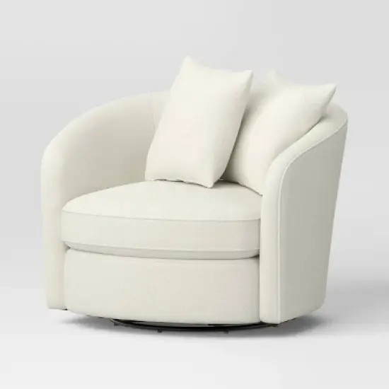 Oversized Upholstered Swivel Accent Chair with Pillows Cream Boucle - Threshold&trade; image {1}