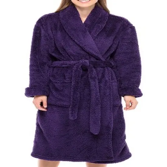 Women's Fuzzy Plush Fleece Winter Robe, Warm Soft Bathrobe for Her image {10}
