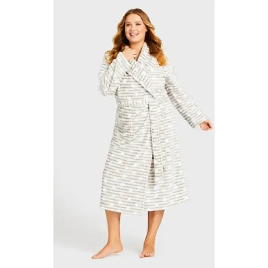 Women's Plus Size  Snowflake Robe - gray | AVENUE image {3}