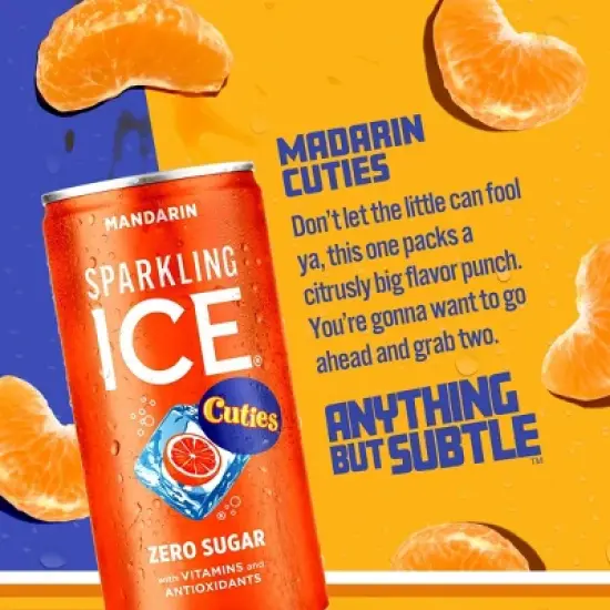 Sparkling ICE Cuties Mandarin Sparkling Water - 10pk/7.5 fl oz Mini Cans image {1}