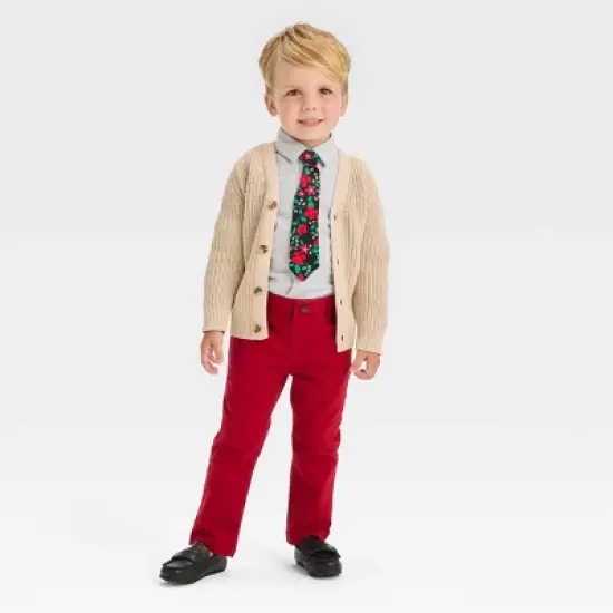Toddler Boys' Long Sleeve Woven Shirt and Pants Set - Cat & Jack&trade; Gray image {2}