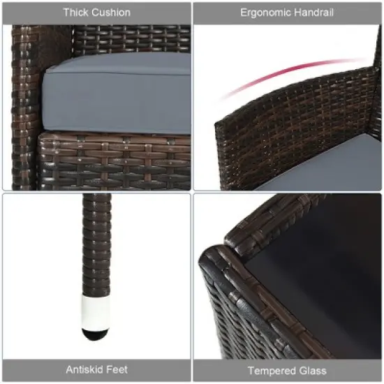 Costway 4PCS Rattan Patio Furniture Set Cushioned Sofa Chair Coffee Table image {8}