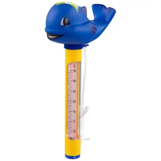 Northlight 9" Blue Whale Floating Swimming Pool Thermometer with Cord image {3}