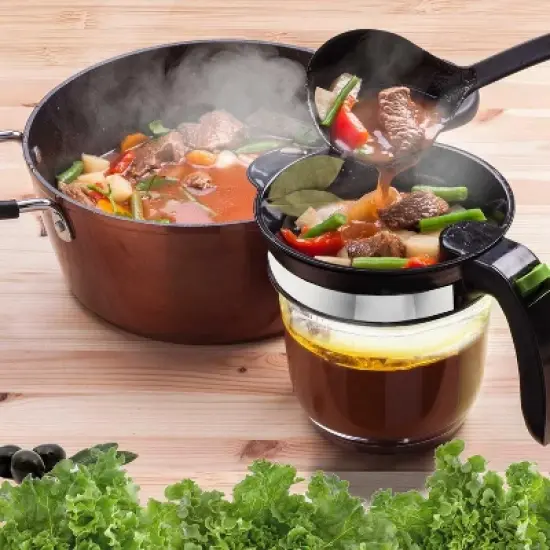 Vondior 4-Cup Fat Separator with Bottom Release, Oil Strainer, and 3-in-1 Peeler - Kitchen Gadgets for Cooking image {7}