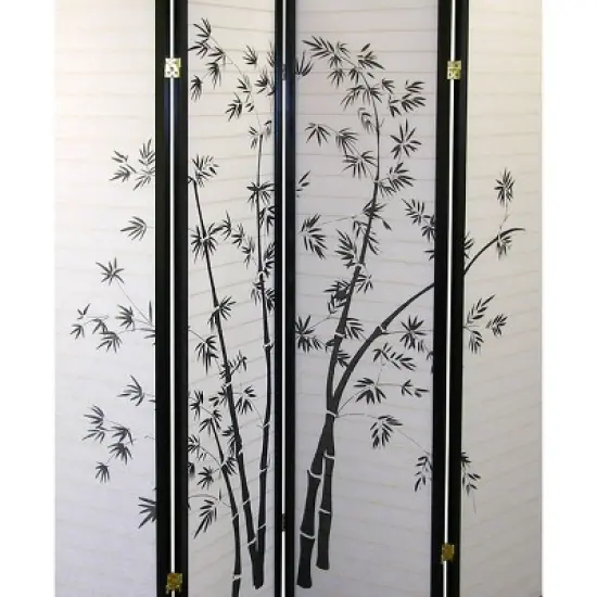 4 Panel Room Divider Bamboo - Ore International image {1}