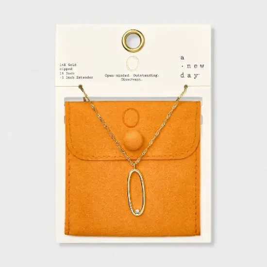 Gold Dipped Scattered Cubic Zirconia Initial Pendant Necklace - A New Day&trade; Gold image {18}