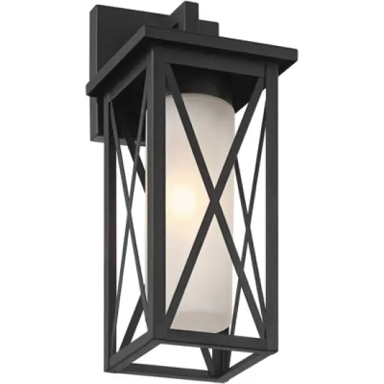 360 Lighting Raynor 15" High Modern Outdoor Wall Light Fixture Mount Porch House Exterior Outside Weatherproof Black Metal Glass Shade Front Door image {7}