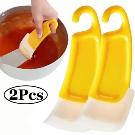 Kitcheniva Silicone Pot Scraper Non-Scratch Cleaning Tool 2 Pcs image {4}