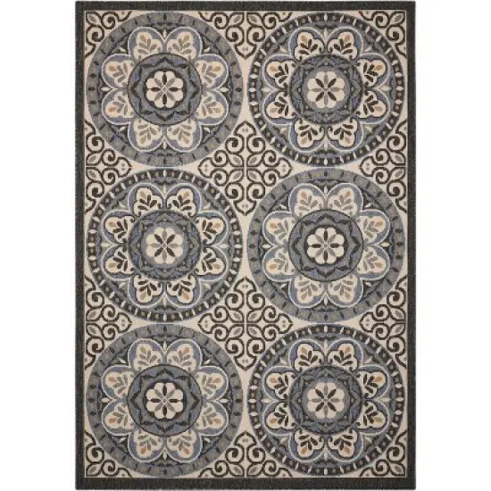 Nourison Caribbean CRB15 Ivory/Charcoal Indoor/Outdoor Area Rug image {5}