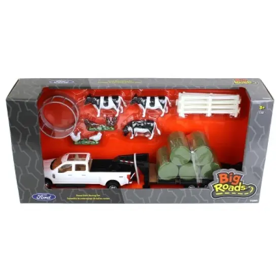 ERTL 1/32 Ford F-350 w/ Gooseneck Trailer, Round Bales, Animals & Accessories 47435 image {7}