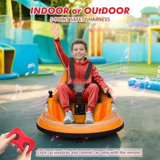 Toddlers Bumper Car, 12V Ride On Toy for Kids, Electric Ride On Car w/Remote Control, Baby Bumping Toy Car w/2 Speeds, LED Lights, 360 Degree Spin image {4}