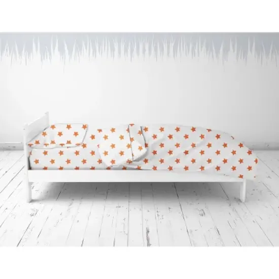 Bacati - Stars Orange Muslin 4pc Toddler Bedding Set image {4}