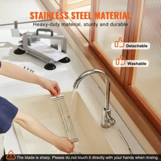 VEVOR Commercial Tomato Slicer, 3/8 inch Tomato Cutter Slicer, Stainless Steel Heavy Duty Tomato Slicer Machine, Manual Tomato Slicer image {6}