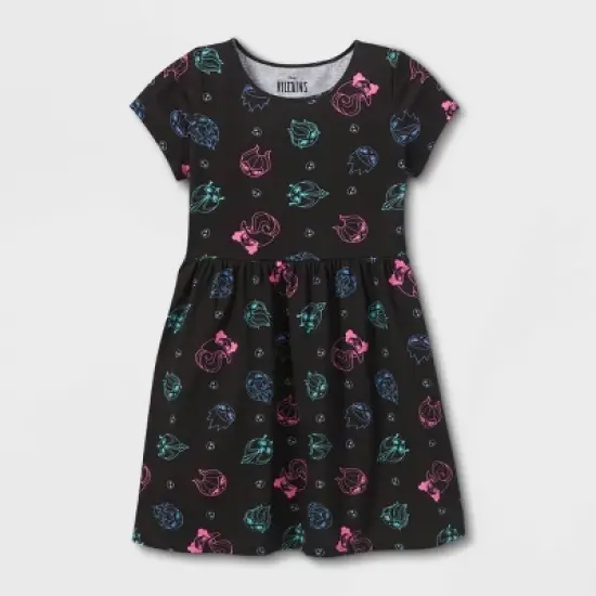 Girls' Disney Villain Short Sleeve Dress - Black image {3}