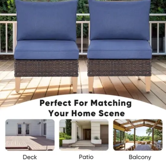 Gymojoy 2PCS Outdoor Patio Sectional Sofa Wicker Sofa Rattan & Wicker Modern Modular Sofa image {5}