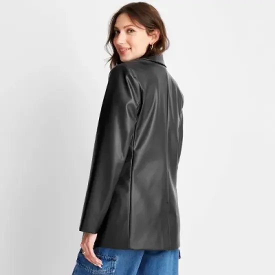 Women's Relaxed Fit Faux Leather Blazer - A New Day&trade; image {1}