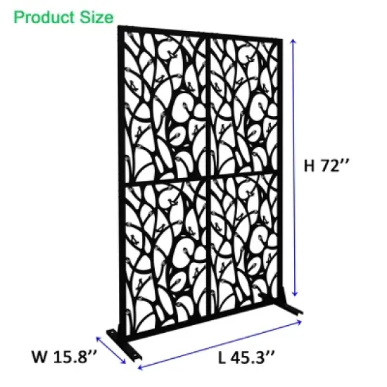 Syemin Patio Decorative Screens, Iron Arch Decoration Garden Trellis, for Outdoor for Climbing Plants Support, Flowerbed, Black, 45.3"*15.8"*72" image {3}