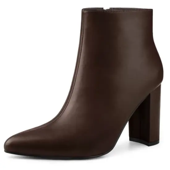 Perphy Women's Pointed Toe Side Zip Block Heeled Ankle Boots image {7}