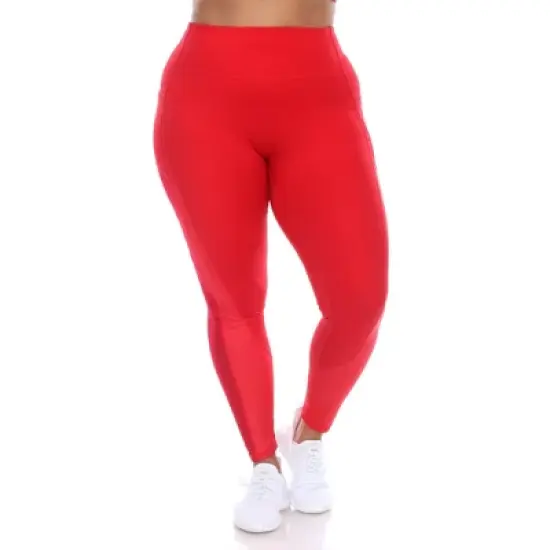 Plus Size High-Waist Mesh Fitness Leggings - White Mark image {6}